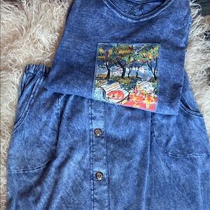 Cottagecore 2 Piece Vintage Top and Maxi Skirt Set 100% Cotton